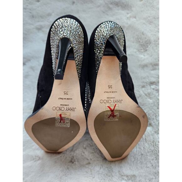 NWOB JIMMY CHOO Brecken 100 crystal-embellished suede ankle boots Size 35 - Picture 11 of 13
